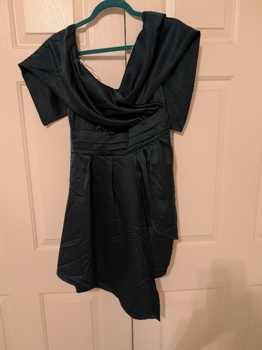 Lulu's dark green satin cocktail dress